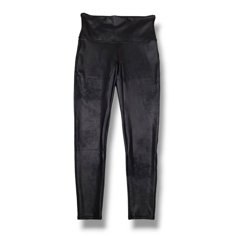 Spanx Faux Leather Leggings Womens Large Black Pull On‎